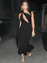 Hollow Out Sleeveless Black Maxi Dress